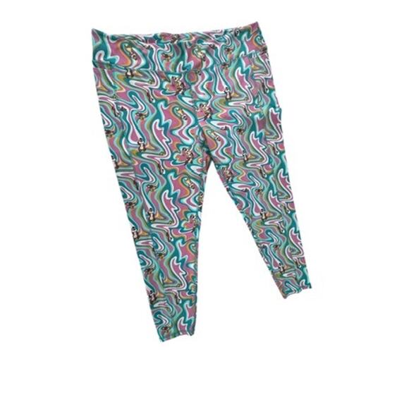 "DISNEY" Leggings Chip & Dale Swirl Multicolor SZ 1X Workout Gym Exercise Yoga - Picture 1 of 12